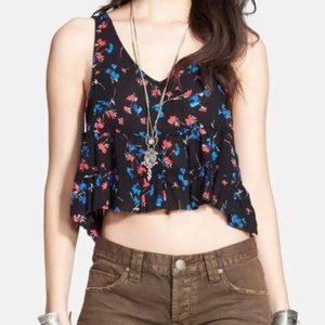 Intimately Free People Black Floral Crop Swing Tank Size S